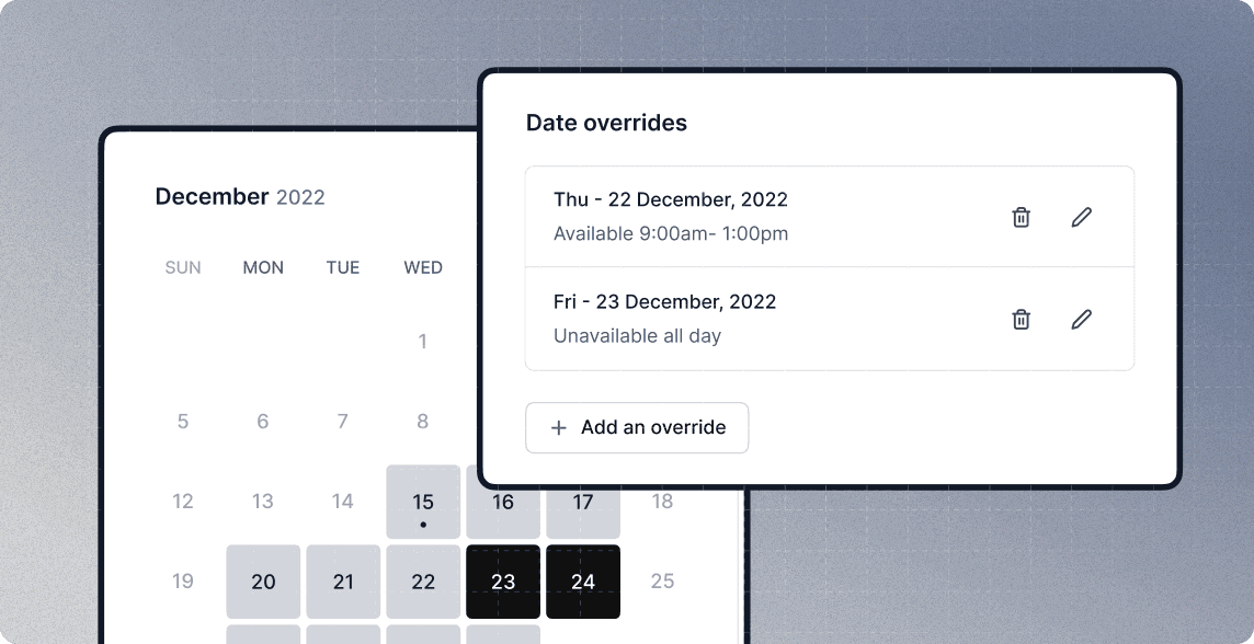 Cal.com v2.4 - Availability date overrides & more...