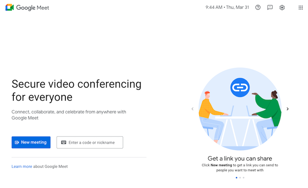 Screenshot of app Google Meet