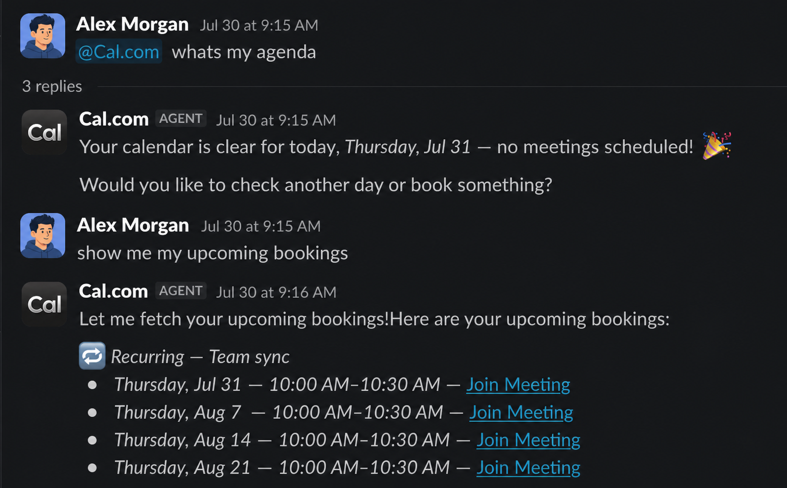 Screenshot of app Slack