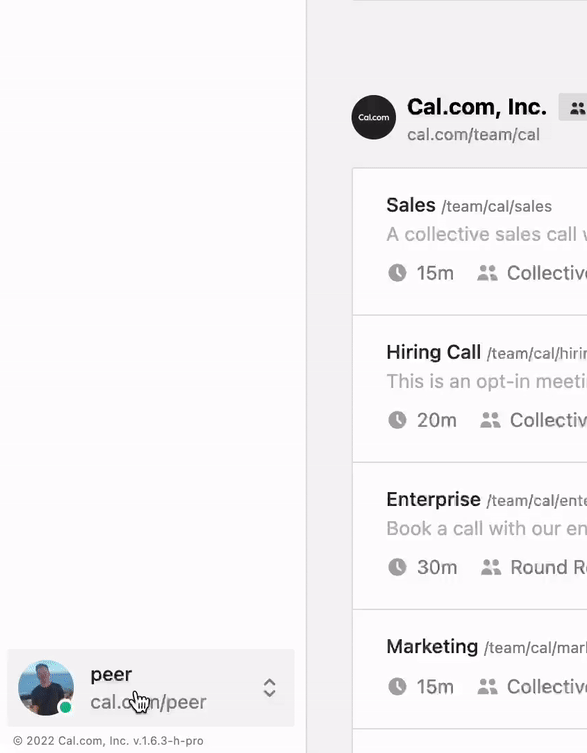help menu for cal.com