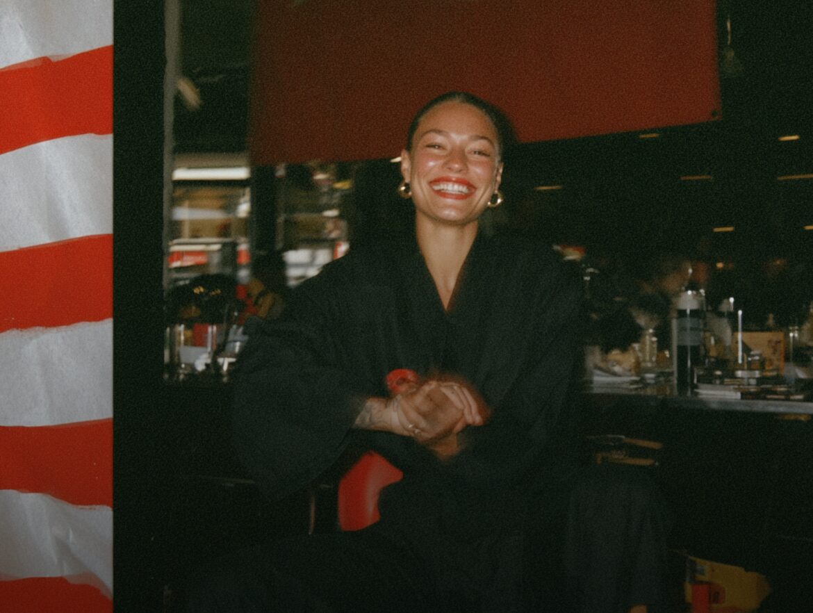 Barbershop interior at golden hour