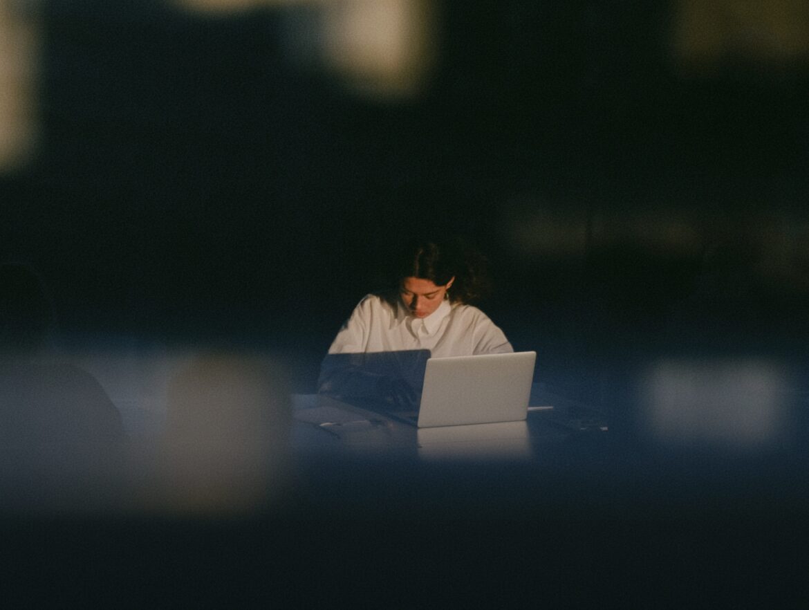 Person working on a laptop